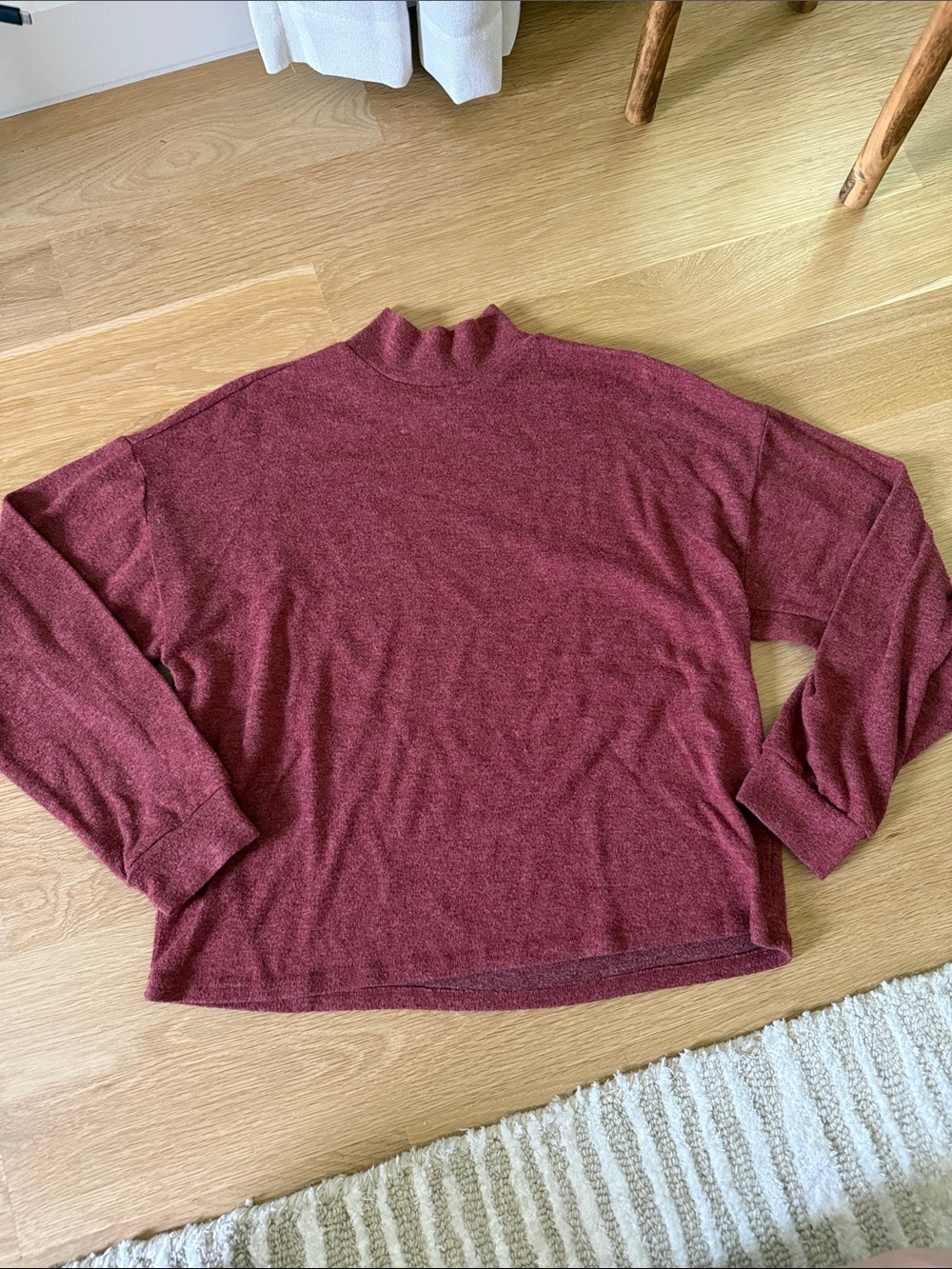 Forever 21 Women's Burgundy Mock Neck Sweater
